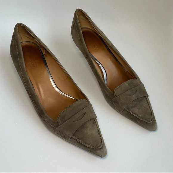 Coach Green Suede Loafer Low Heel - Picture 6 of 16